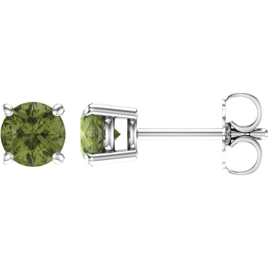 14k White Gold 5 mm Natural Peridot Stud Earrings