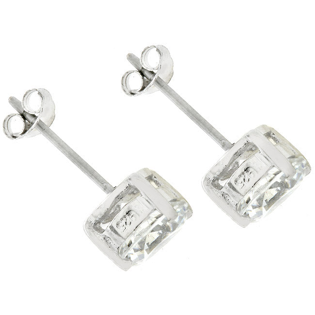 Sterling Silver 6.25 mm Round Cubic Zirconia Stud Earrings