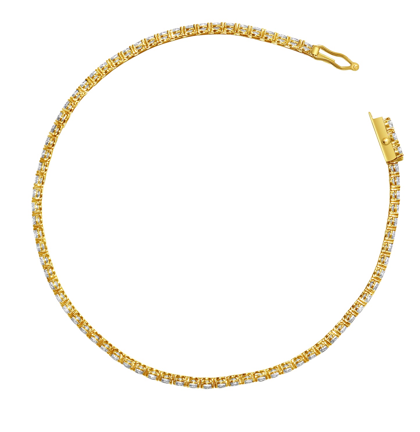 Genuine 14k Yellow Gold 2.3mm Round Cubic Zirconia CZ Tennis 7.25" Women's Bracelet