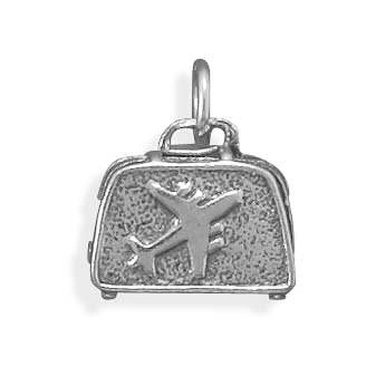 Authentic 925 Sterling Silver Oxidized Suitcase Women's Charm for Bracelet or Necklace