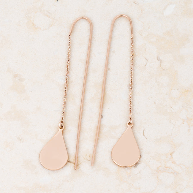 Rose Goldtone Teardrop 2.5" Threader Earrings