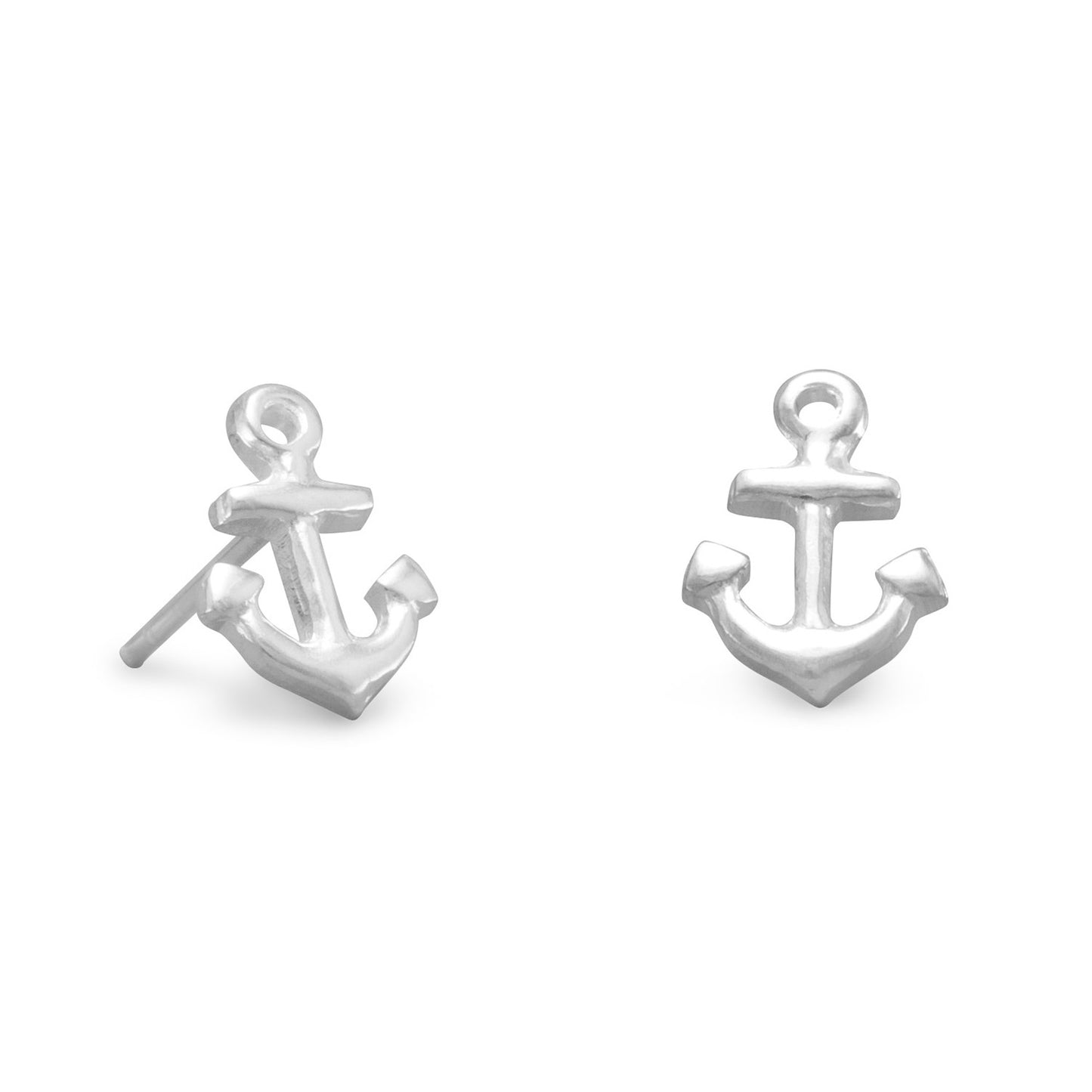 Sterling Silver Anchor Stud Earrings