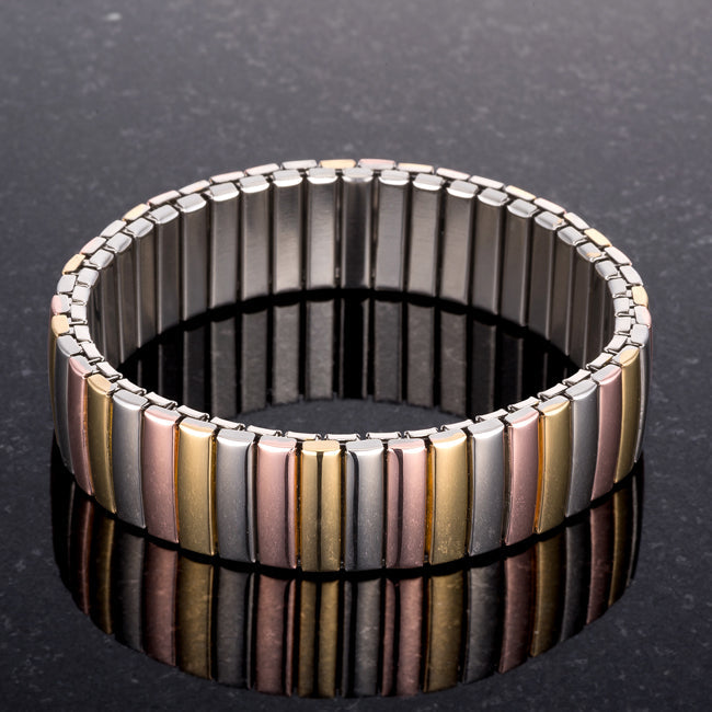 Tritone 14mm Stainless Steel Unisex Stretch Bracelet