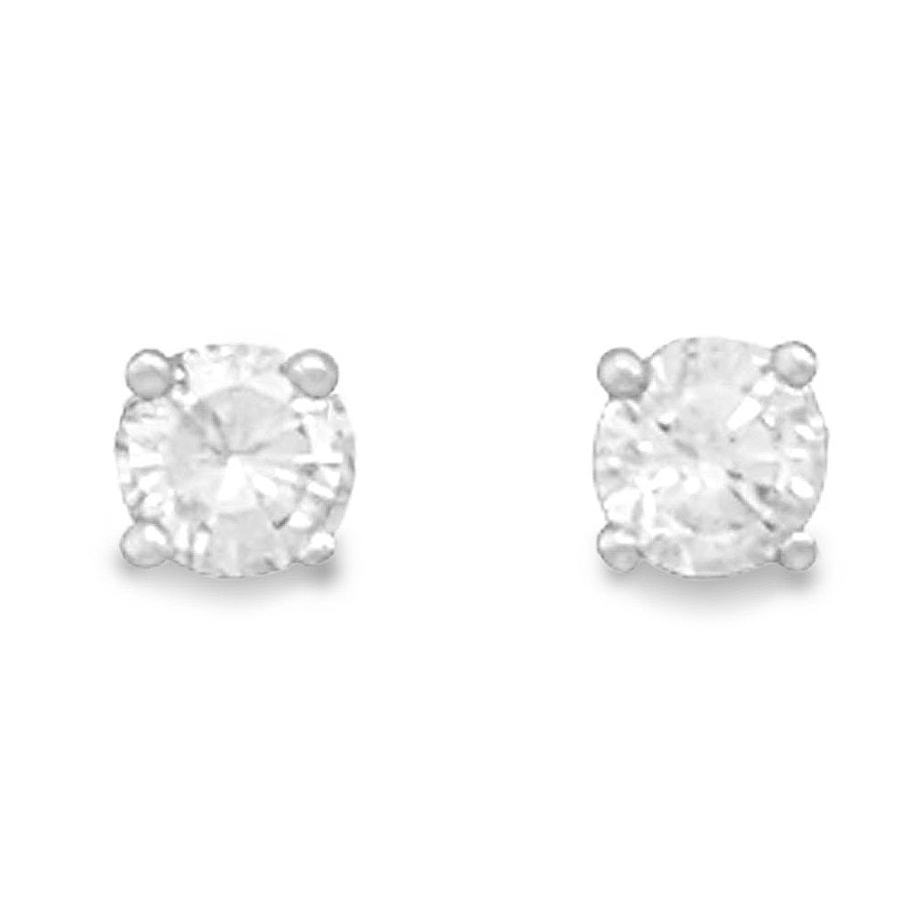 Sterling Silver April Birthstone Cubic Zirconia Stud Earrings