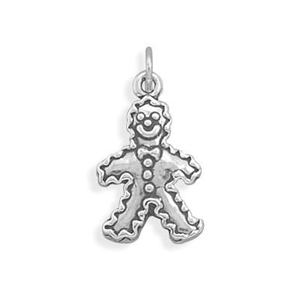 Authentic 925 Sterling Silver Gingerbread Man Women's Charm for Bracelet or Necklace