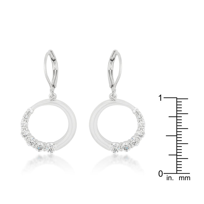 Silvertone Graduated Cubic Zirconia Circle Dangling Earrings