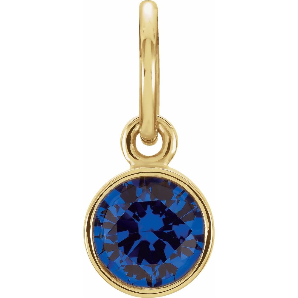 Genuine 14k Yellow Gold 4mm Blue Sapphire CZ Birthstone Women's Bracelet Charm