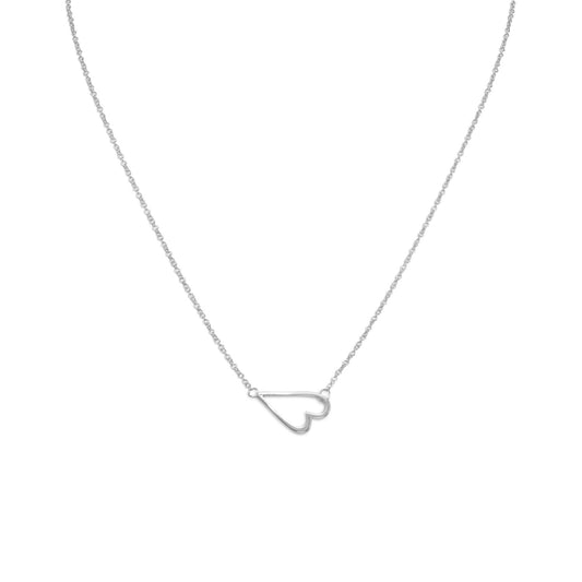 Sterling Silver Sideways Heart Necklace