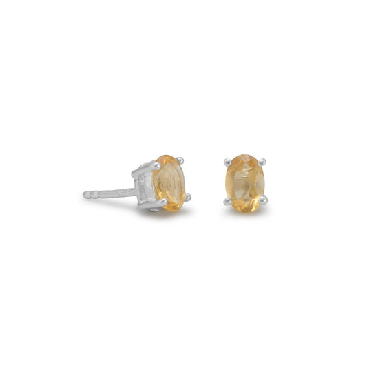 Sterling Silver Citrine Stud Earrings