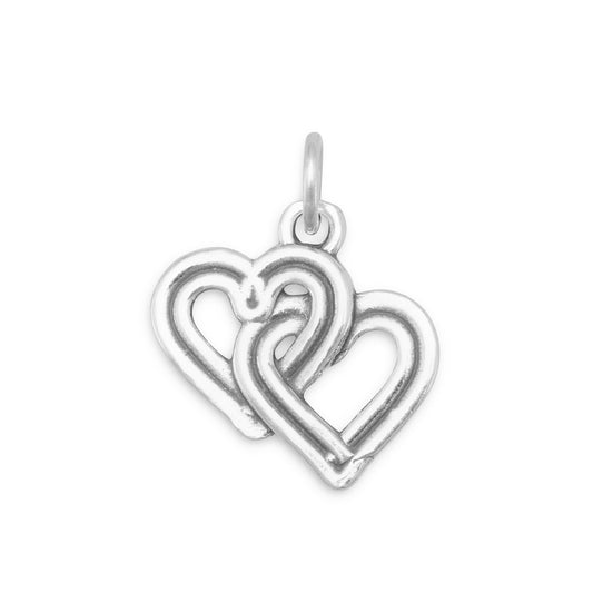 Authentic 925 Sterling Silver Reversible Interwoven Hearts Women Bracelet Charm