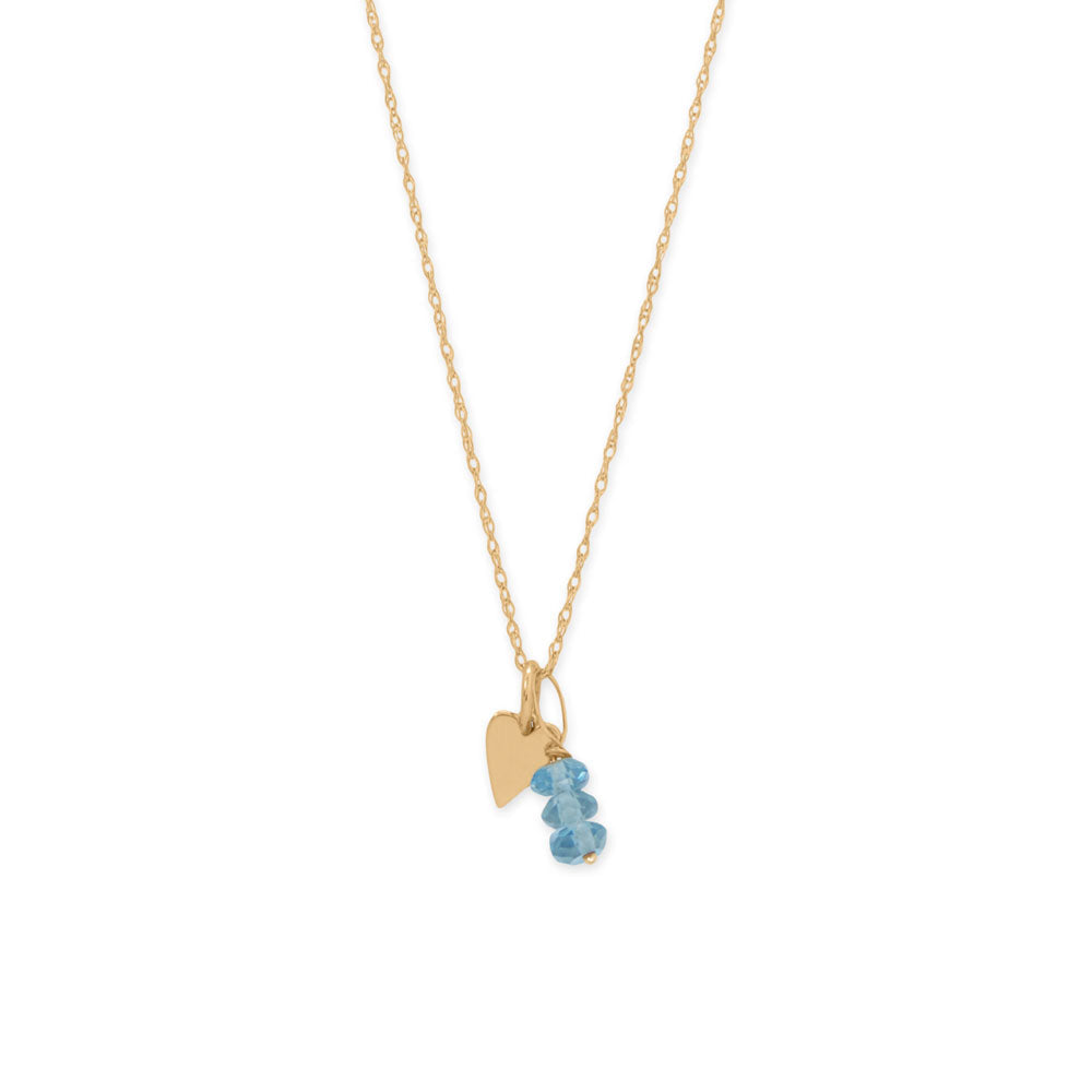 14k Yellow Gold Gemstone Birthstone 16" Necklace (January - December)