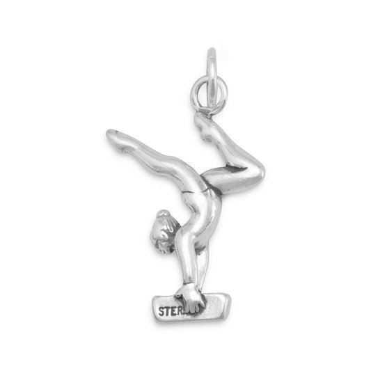 Authentic 925 Sterling Silver Gymnast Women's Charm for Bracelet or Necklace