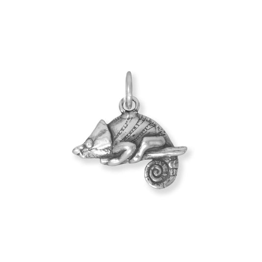 Authentic 925 Sterling Silver 3D Chill Chameleon Women's Charm for Bracelet or Necklace