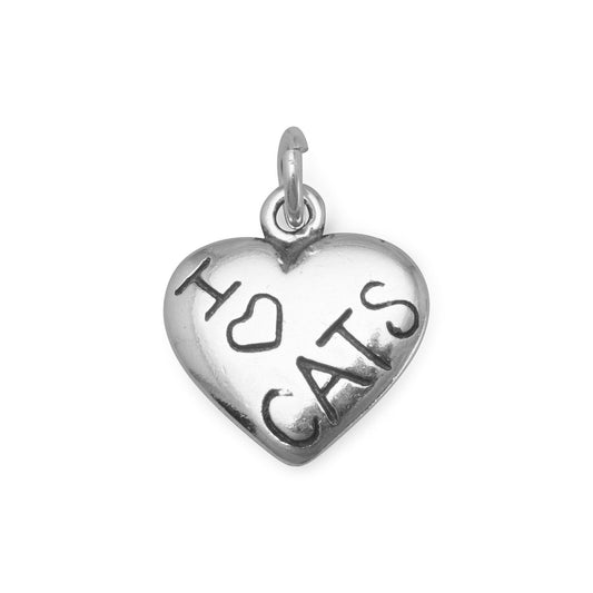 Authentic 925 Sterling Silver I Love CATS Women's Charm for Bracelet or Necklace