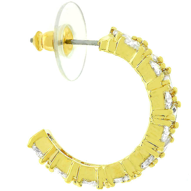 18k Yellow Goldplated Trillion Cubic Zirconia Semi-Hoop Earrings