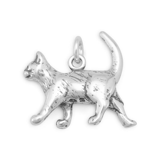 Authentic 925 Sterling Silver Walking Cat Women's Charm for Bracelet or Necklace