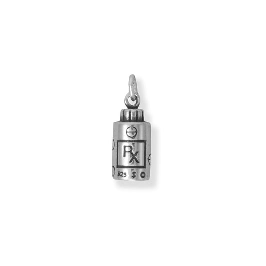 Authentic 925 Sterling Silver 3D Medicine Bottle Women's Charm for Bracelet or Necklace