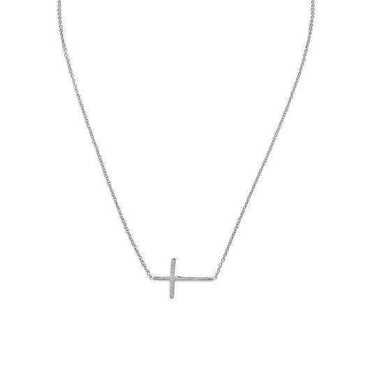 Sterling Silver Sideways Cross Necklace