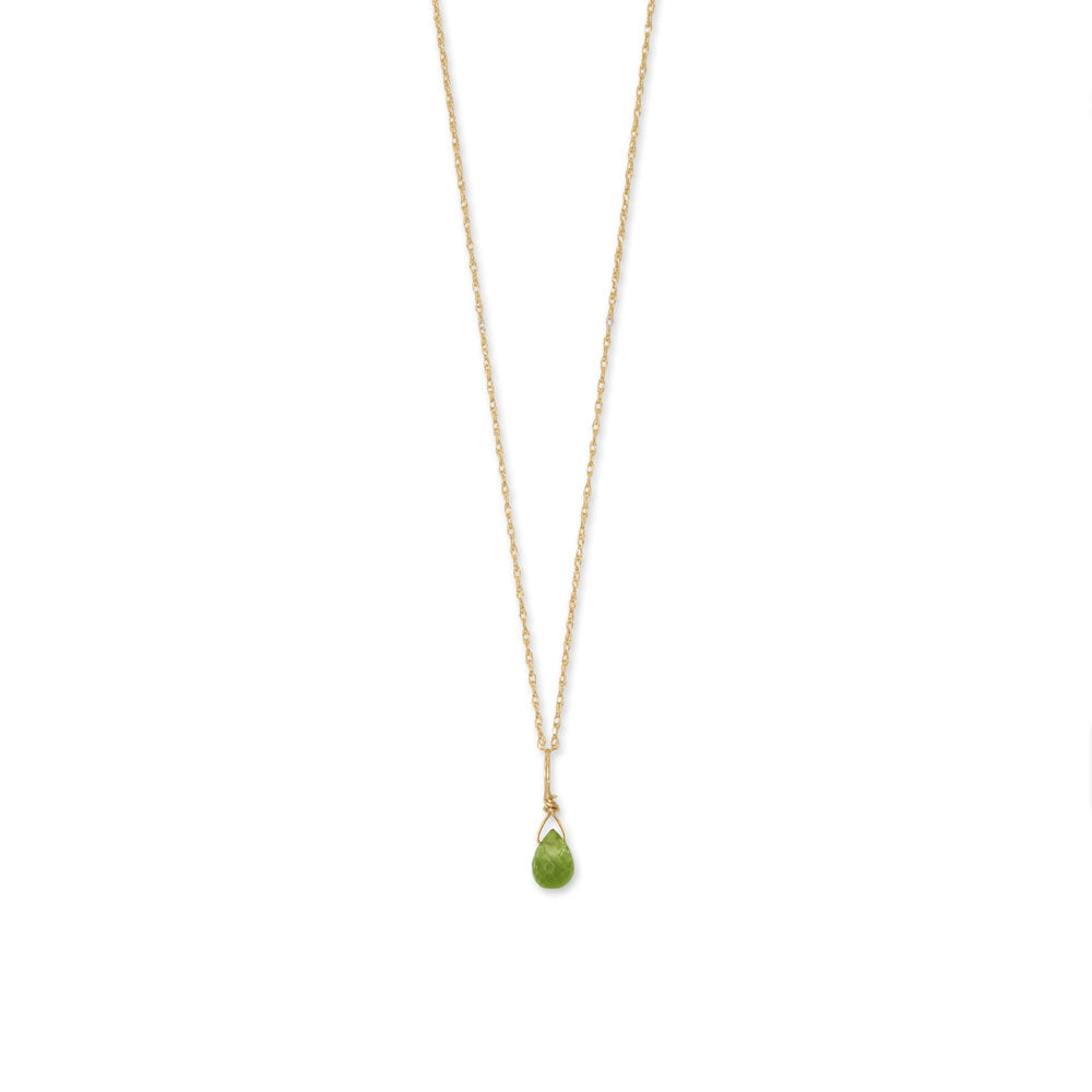 14k Yellow Gold Gemstone Birthstone 16" Necklace (January - December)