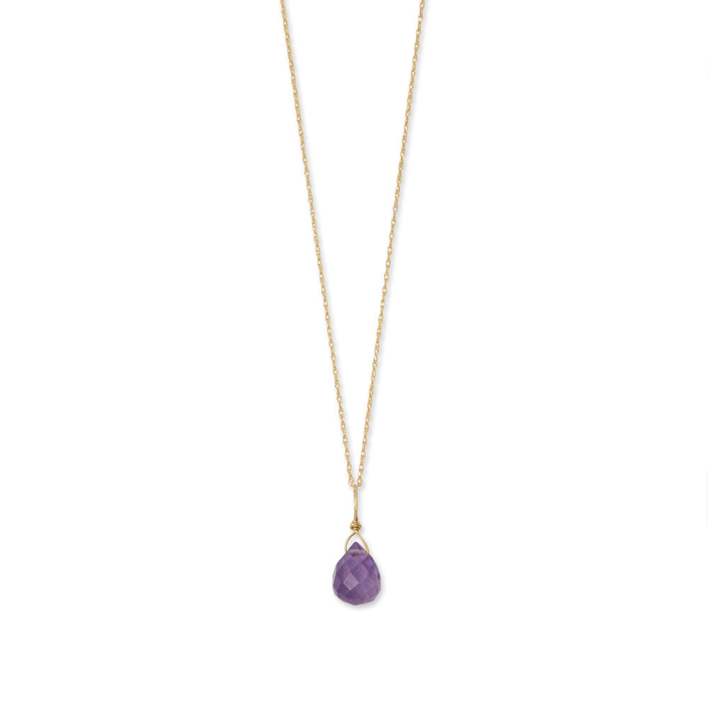 14k Yellow Gold Gemstone Birthstone 16" Necklace (January - December)