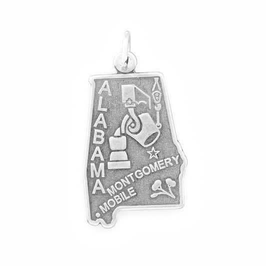 Authentic 925 Sterling Silver Alabama State Women's Charm for Bracelet or Necklace