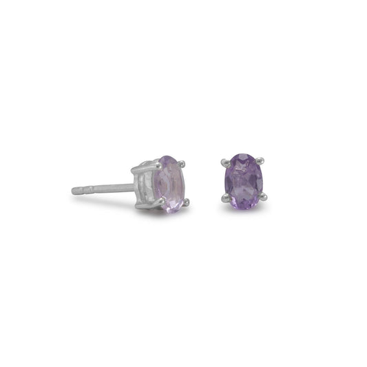 Sterling Silver Amethyst Stud Earrings