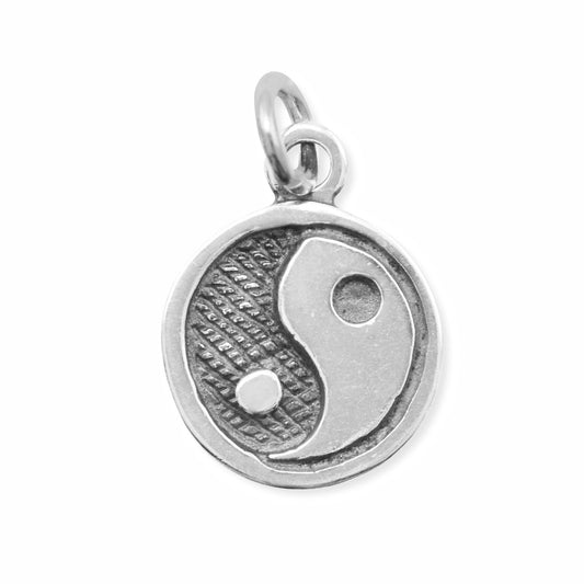 Authentic 925 Sterling Silver Oxidized Yin-Yang Women's Charm for Bracelet or Necklace