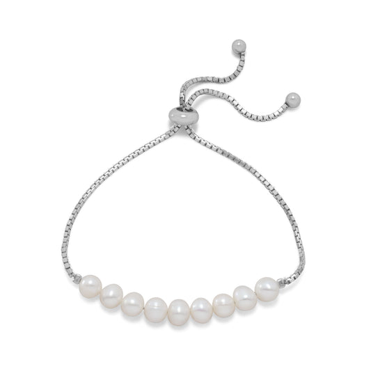 Sterling Silver Cultured Freshwater Pearl Bolo Bracelet