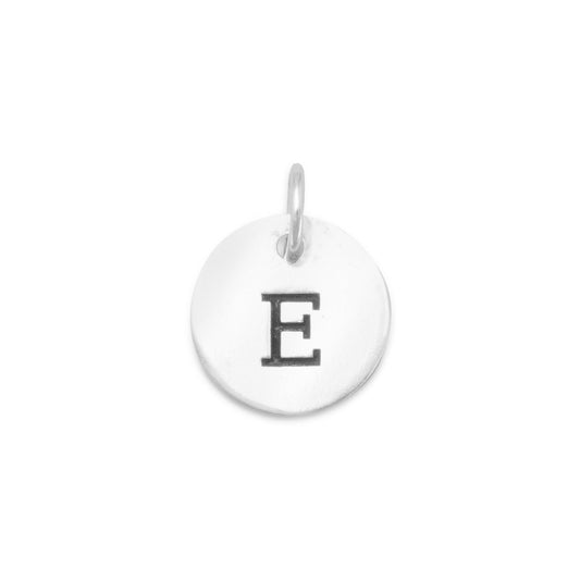 Sterling Silver Oxidized Initial E Charm