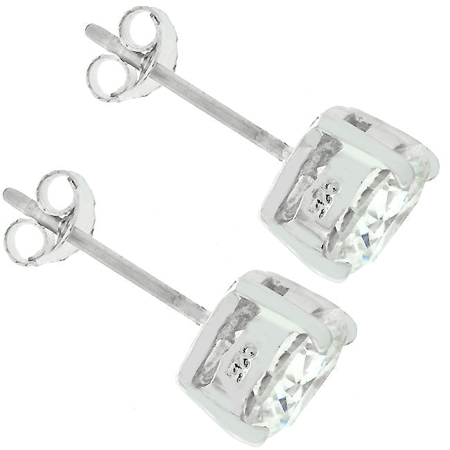 Sterling Silver 5.7 mm Round Cubic Zirconia Earrings