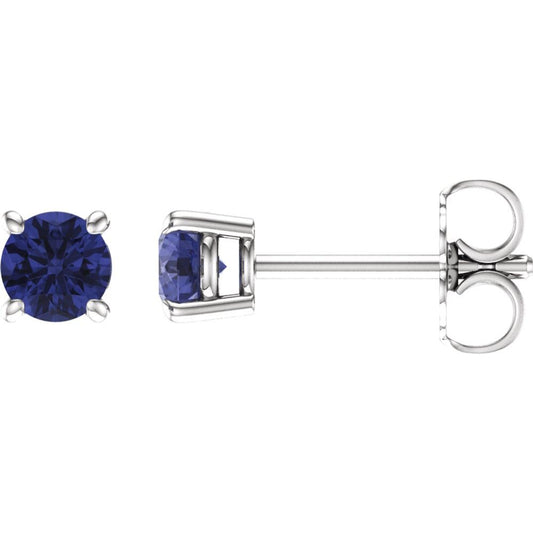 14k White Gold 4 mm Natural Tanzanite Stud Earrings