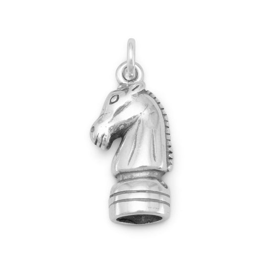 Authentic 925 Sterling Silver Knight Chess Piece Women's Charm for Bracelet or Necklace