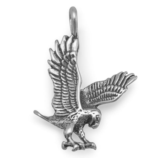 Authentic 925 Sterling Silver Oxidized Landing Eagle Women's Charm for Bracelet or Necklace