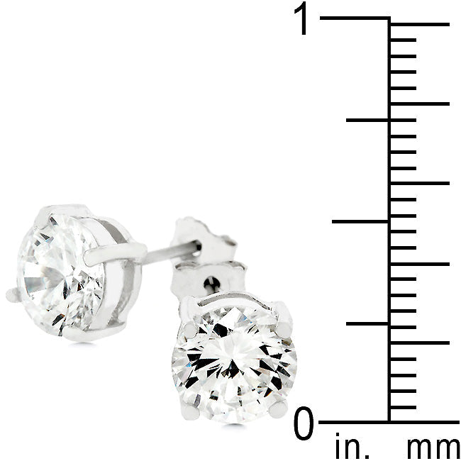 Sterling Silver 5.7 mm Round Cubic Zirconia Earrings