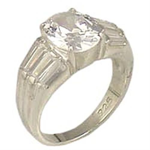 High Polished 925 Sterling Silver Ring with AAA Grade CZ  in Clear