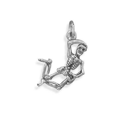 Authentic 925 Sterling Silver Oxidized Skeleton Women's Charm for Bracelet or Necklace