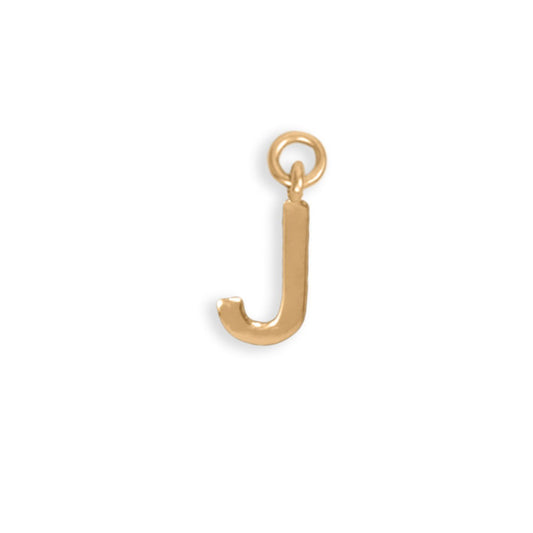 14k Gold Plated 925 Silver Polished J Initial Women's Charm for Bracelet or Necklace