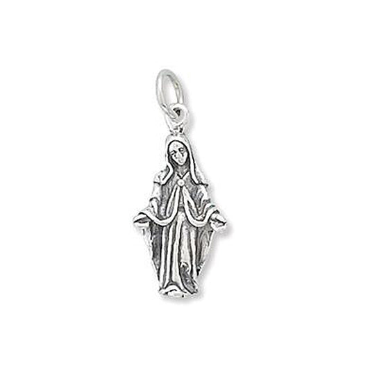 Authentic 925 Sterling Silver Virgin Mary Women's Charm for Bracelet or Necklace