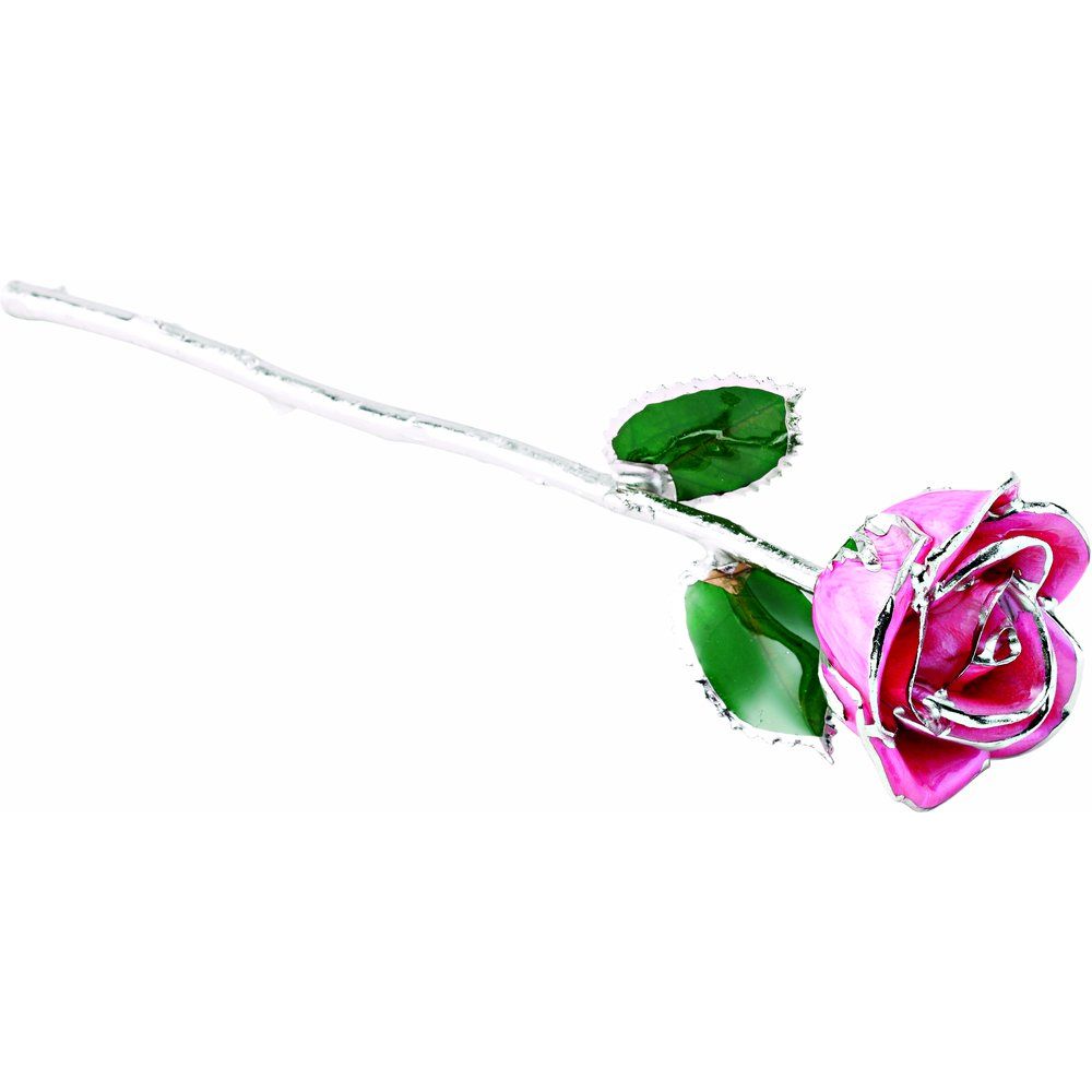 Lacquered Pink Rose with Platinum Trim