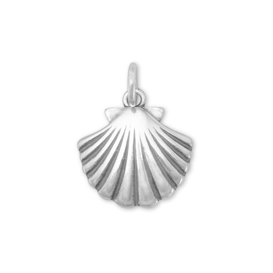 Authentic 925 Sterling Silver Clam Shell Women's Charm for Bracelet or Necklace