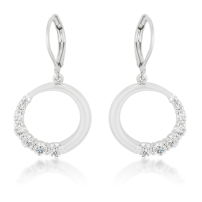 Silvertone Graduated Cubic Zirconia Circle Dangling Earrings