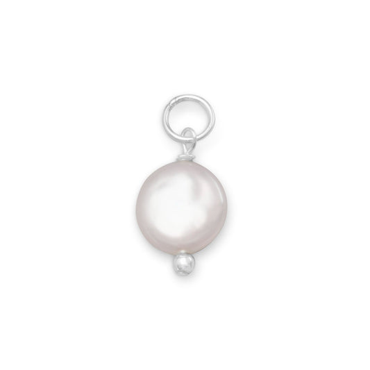 Cultured Freshwater Coin Pearl - June Birthstone Women's Charm for Bracelet or Necklace