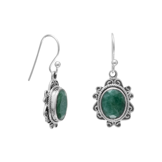 Sterling Silver Oxidized Dyed Beryl Dangling Earrings