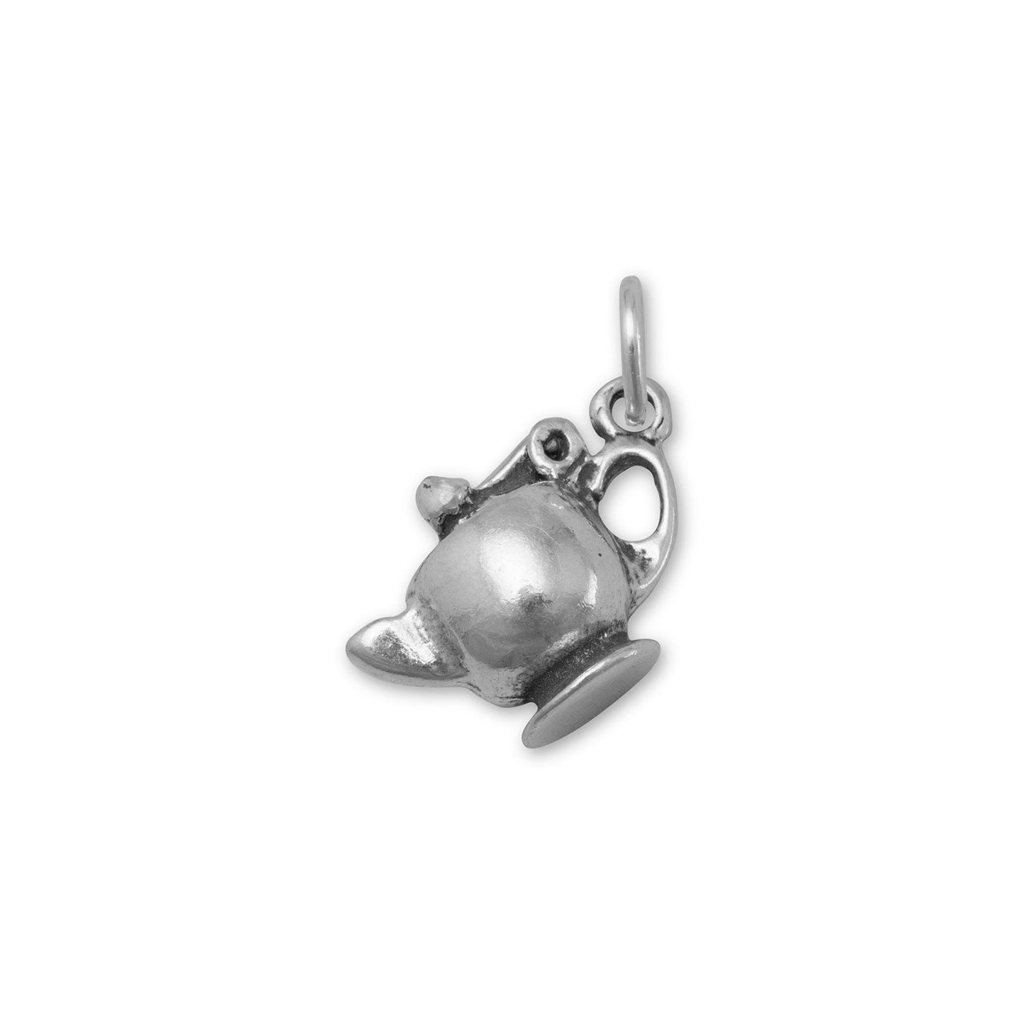 Authentic 925 Sterling Silver Oxidized Tea Pot Women's Charm for Bracelet or Necklace