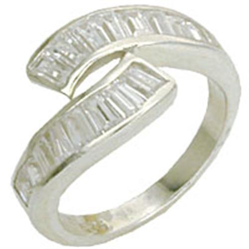 High Polished 925 Sterling Silver Ring with AAA Grade CZ  in Clear
