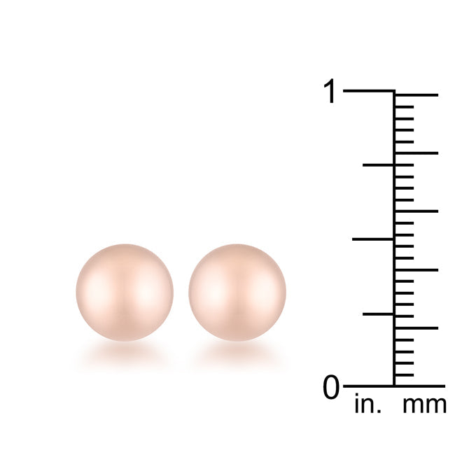 Rose Goldtone Stainless Steel 8mm Sphere Earrings Studs