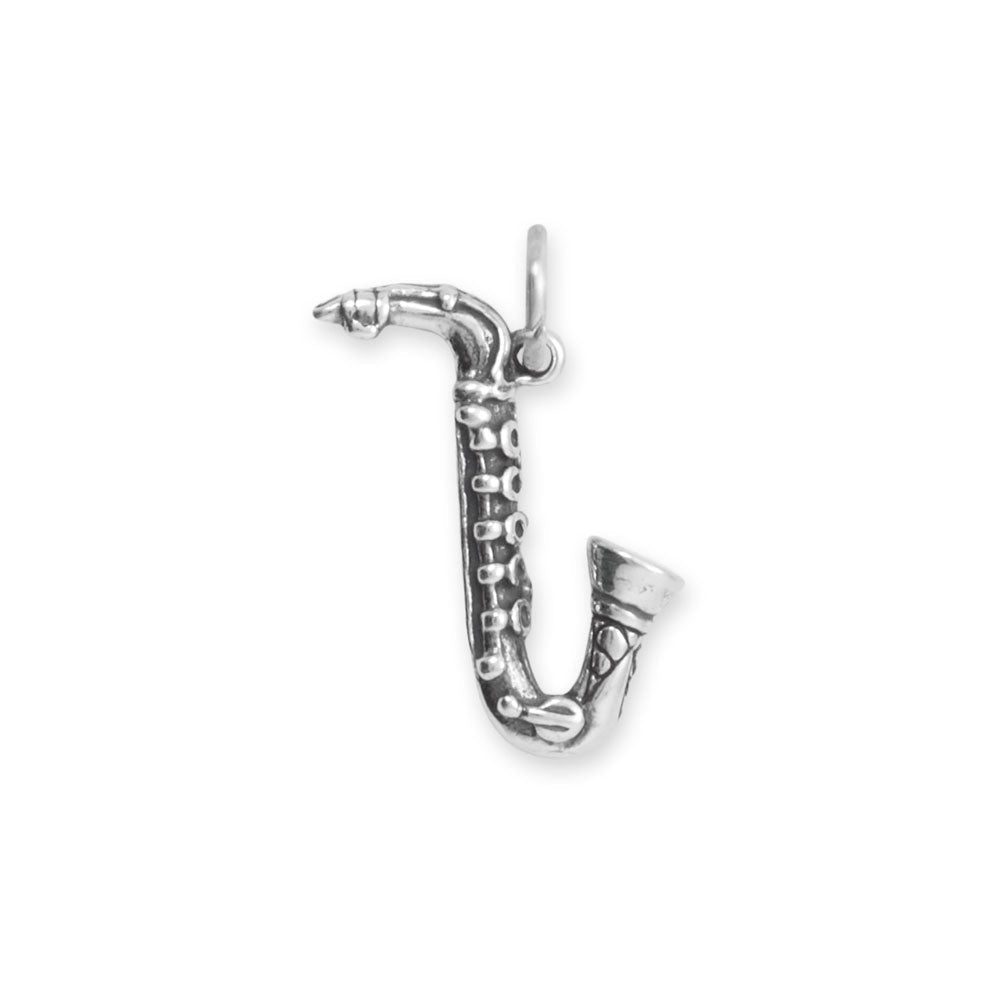 Authentic 925 Sterling Silver 3D Saxophone Women's Charm for Bracelet or Necklace