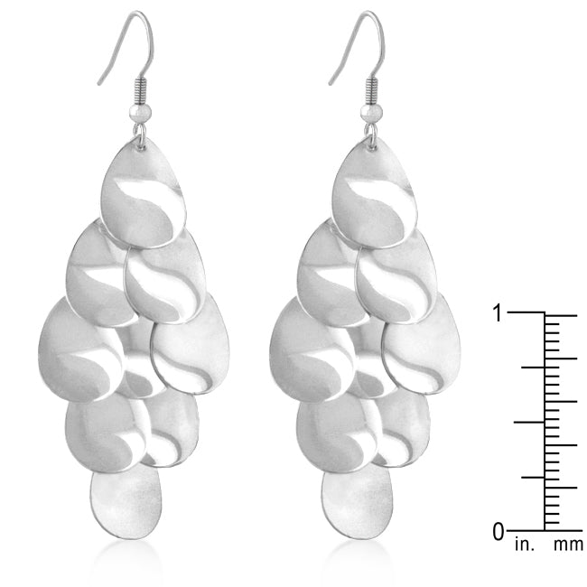 Silvertone Dangling Disc Cascading Earrings