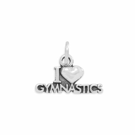 Authentic 925 Sterling Silver I Love Gymnastics Women's Charm for Bracelet or Necklace