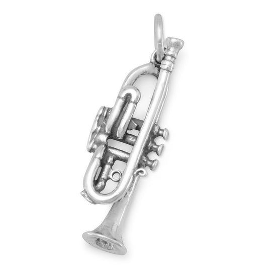 Authentic 925 Sterling Silver Trumpet Women's Charm for Bracelet or Necklace